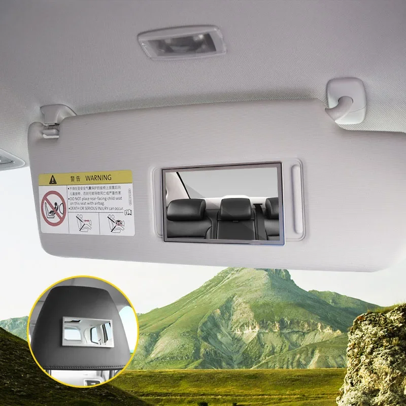 1x Car Interior Mirror Stainless Steel Portable Car Makeup Mirror Auto Visor HD Cosmetic Mirrors Universal Decor Part 11*6.5cm