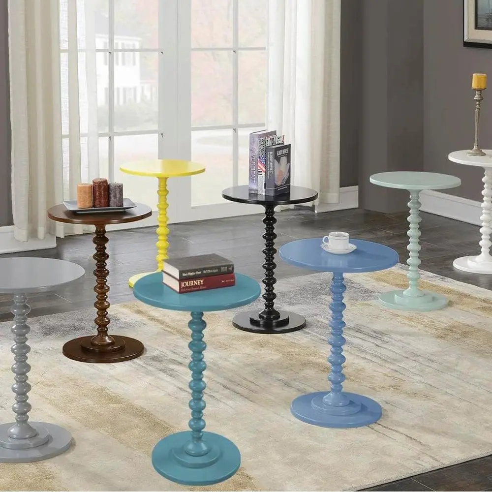 Стол со шпинделем Palm Beach 17,75 дюйма — традиционный круглый торцевой столик для гостиной, точечный приставной столик из массива дерева, классический дисплей Ped