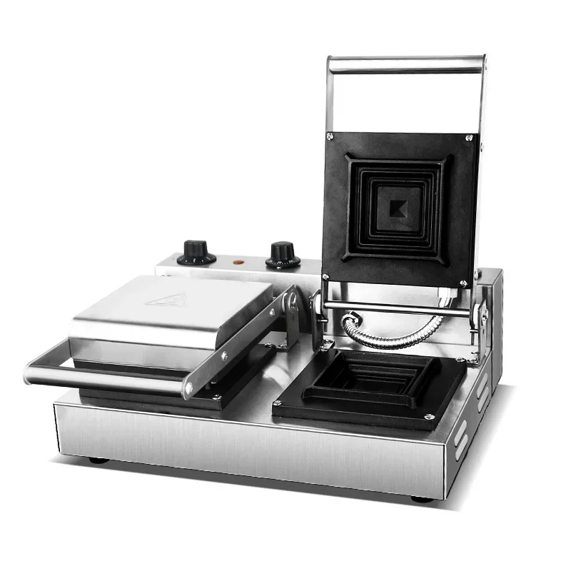 Máquina de desayuno comercial de sándwich prensado en caliente, máquina de pan tipo sándwich con bandas de borde de ráfaga de tostadas