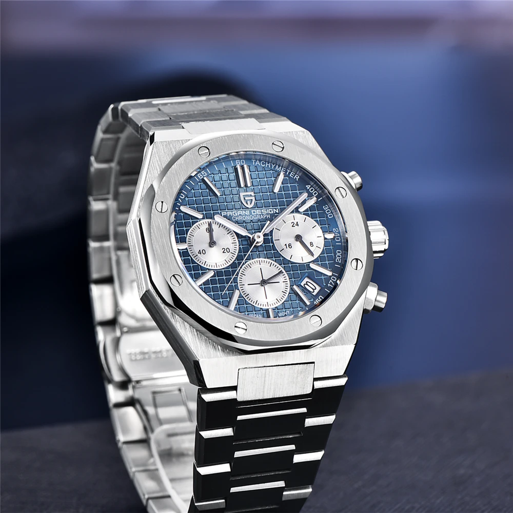 2024 neue Pagani Design Herren Quarzuhren Saphir Edelstahl Chronograph 200m wasserdichte Sport wache reloj hombre