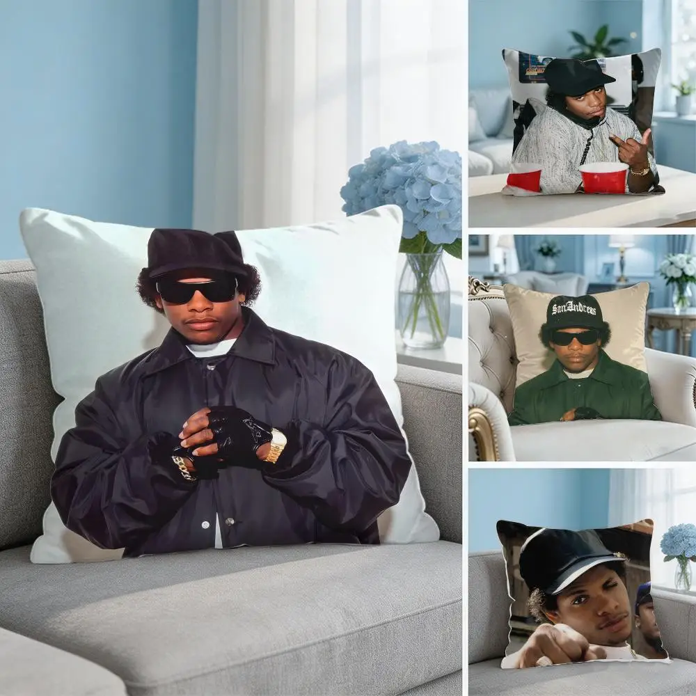 Rapper Singer E-eazy E Cushion Cover Soft Short Plush Throw Pillow Cover Hidden Zipper Cutecore Sofa Bedroom Home Decor