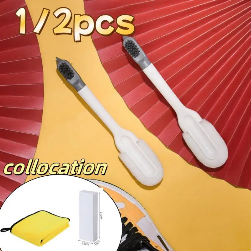 Shoe Cleaning Brush with shoe Rubber and Clean Towel Long-handled Shoe Brush Cleaner Shoe Slippers Kit Hanging Soft Brush Shoe