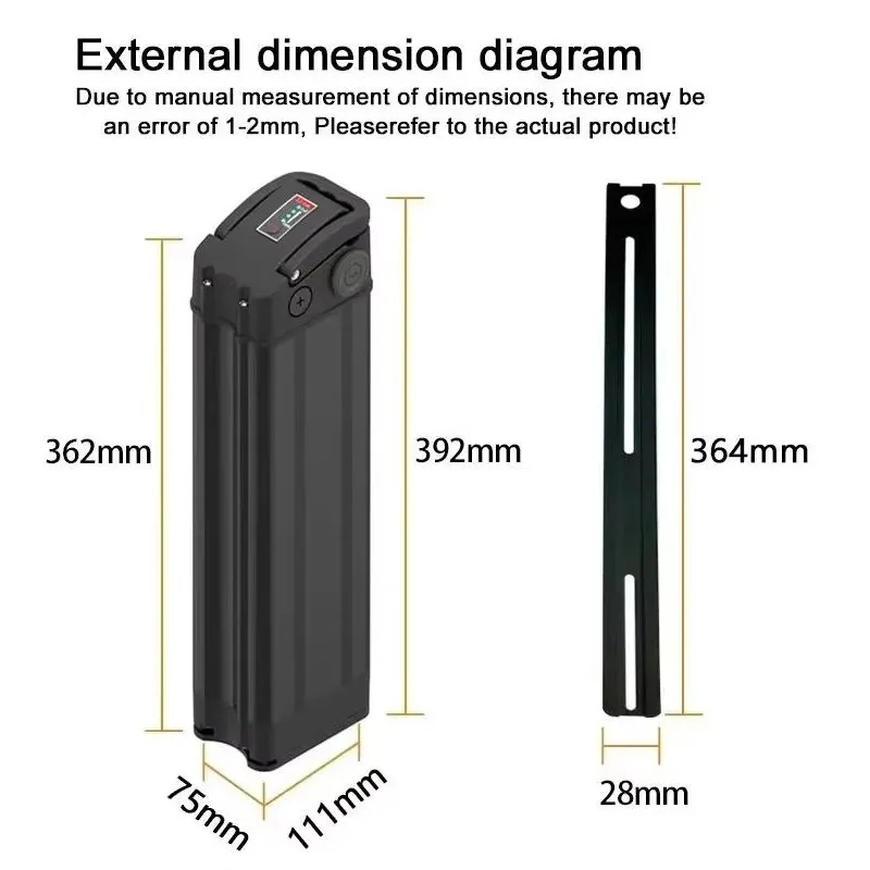 36V 21700 Silver Fish Ebike Battery Pack 20Ah High Energy Lithium‑Ion Battery with BMS for Folding Bike E‑Bike Conversion Kit