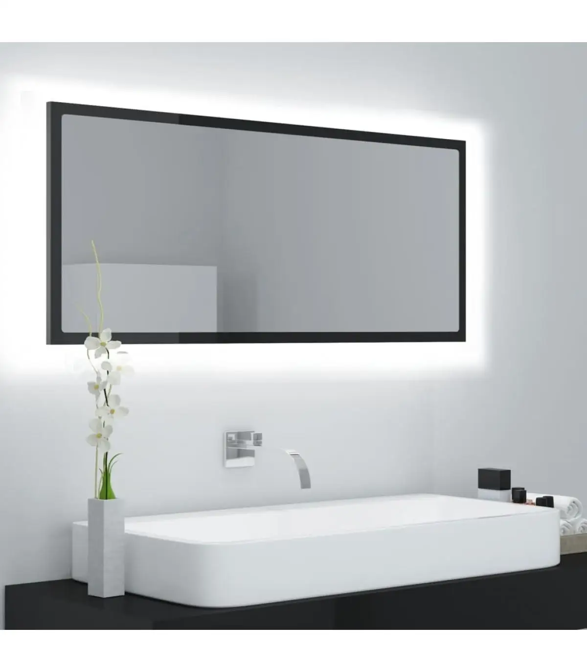 Bathroom vanities bathroom mirror black plywood glitter 100x8,5x37 cm