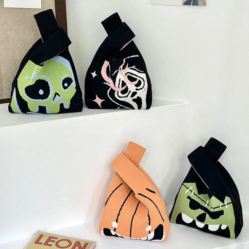 

Модная женская сумка-тоут ручной работы, многоразовая, с рисунком на Хэллоуин, миниатюрная сумка для покупок для студентов