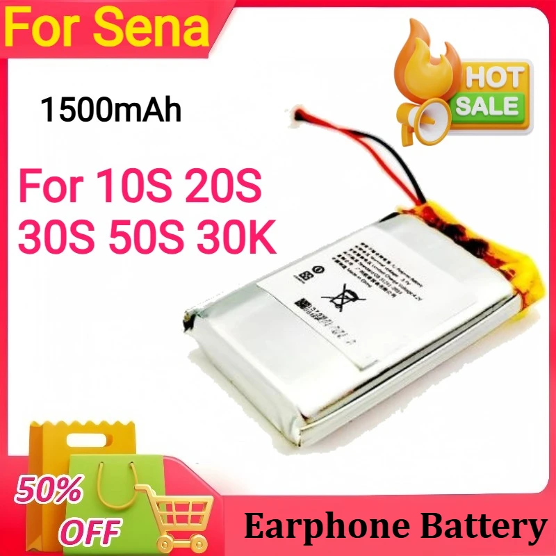 

High Capacity Rechargeable Battery 1500mAh for Sena 10S 20S 30S 50S 30K Motorcycle Wireless Headset Earphone Battery