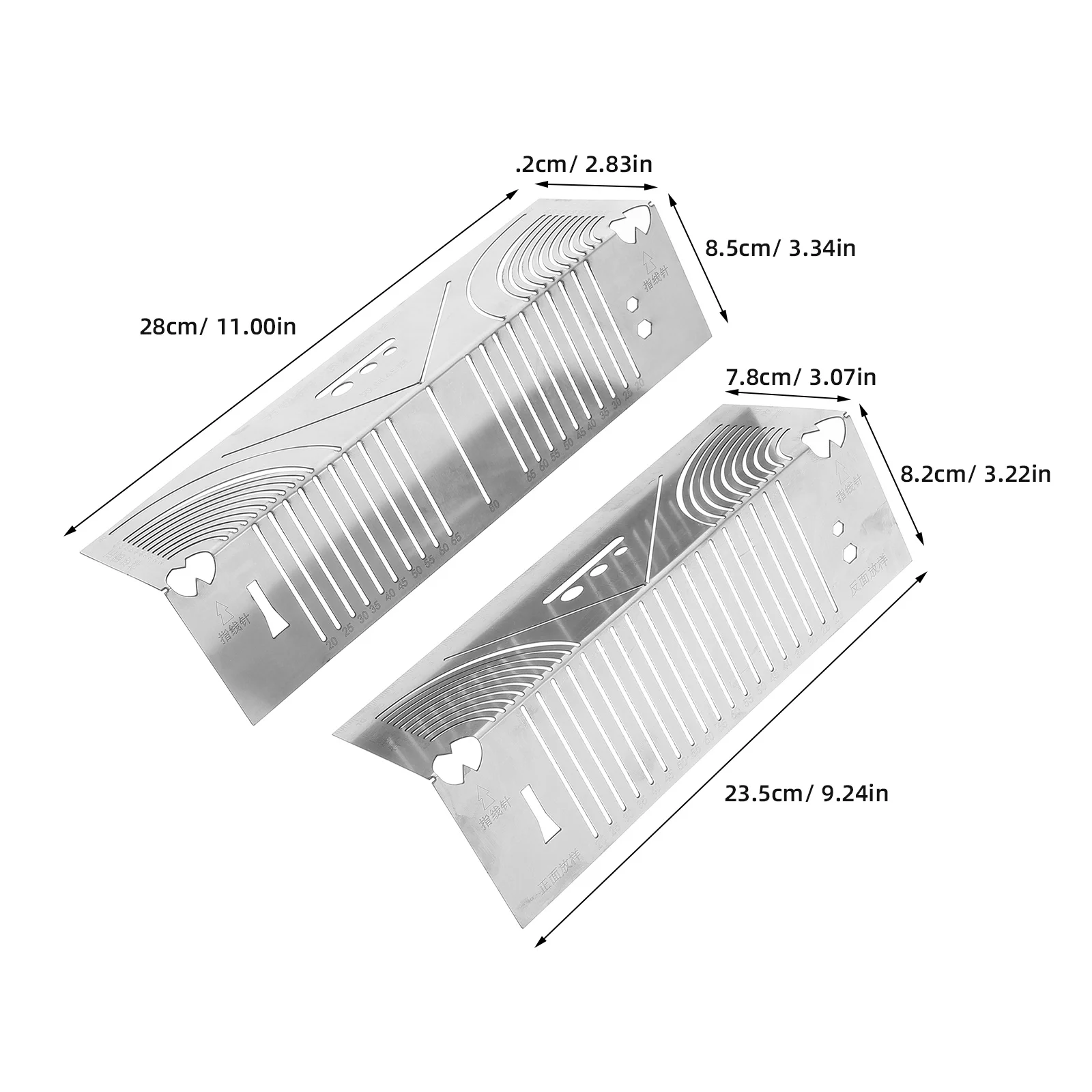 2 قطعة مسطرة تحديد القوس متعددة الوظائف من الفولاذ المقاوم للصدأ أداة مسطرة زاوية دقيقة لأعمال النجارة المعدنية #2
