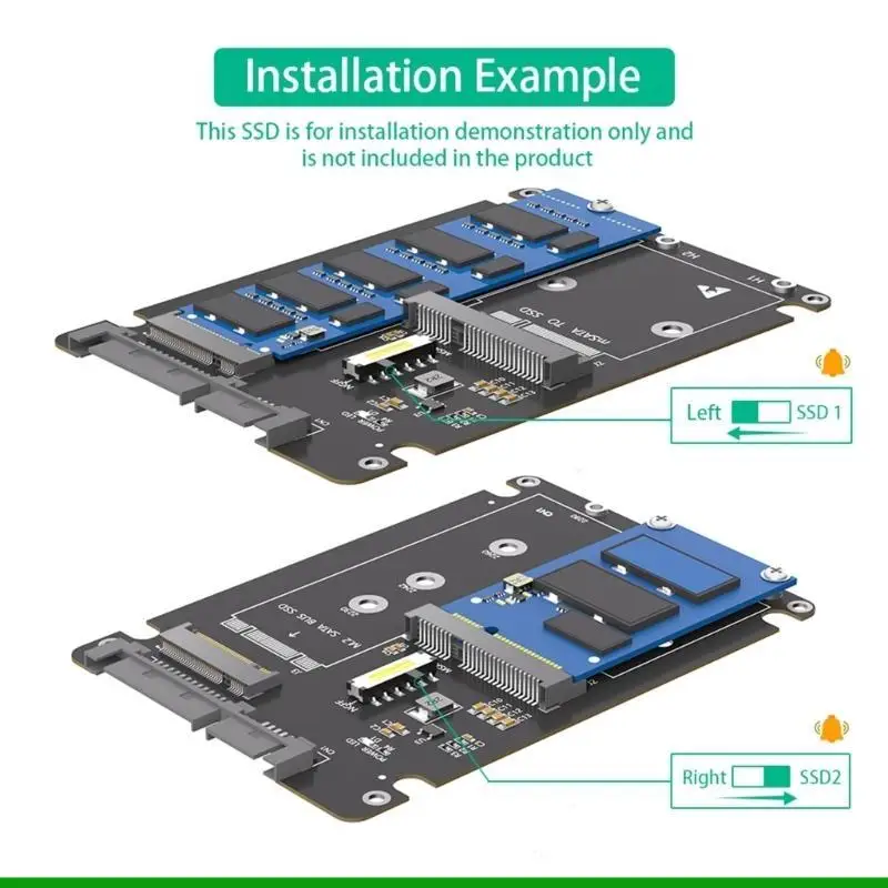 U55C 2 in 1 Parallel M.2 NGFF mSATA to SATA3.0 Adapter Card for Multiple Gender Use
