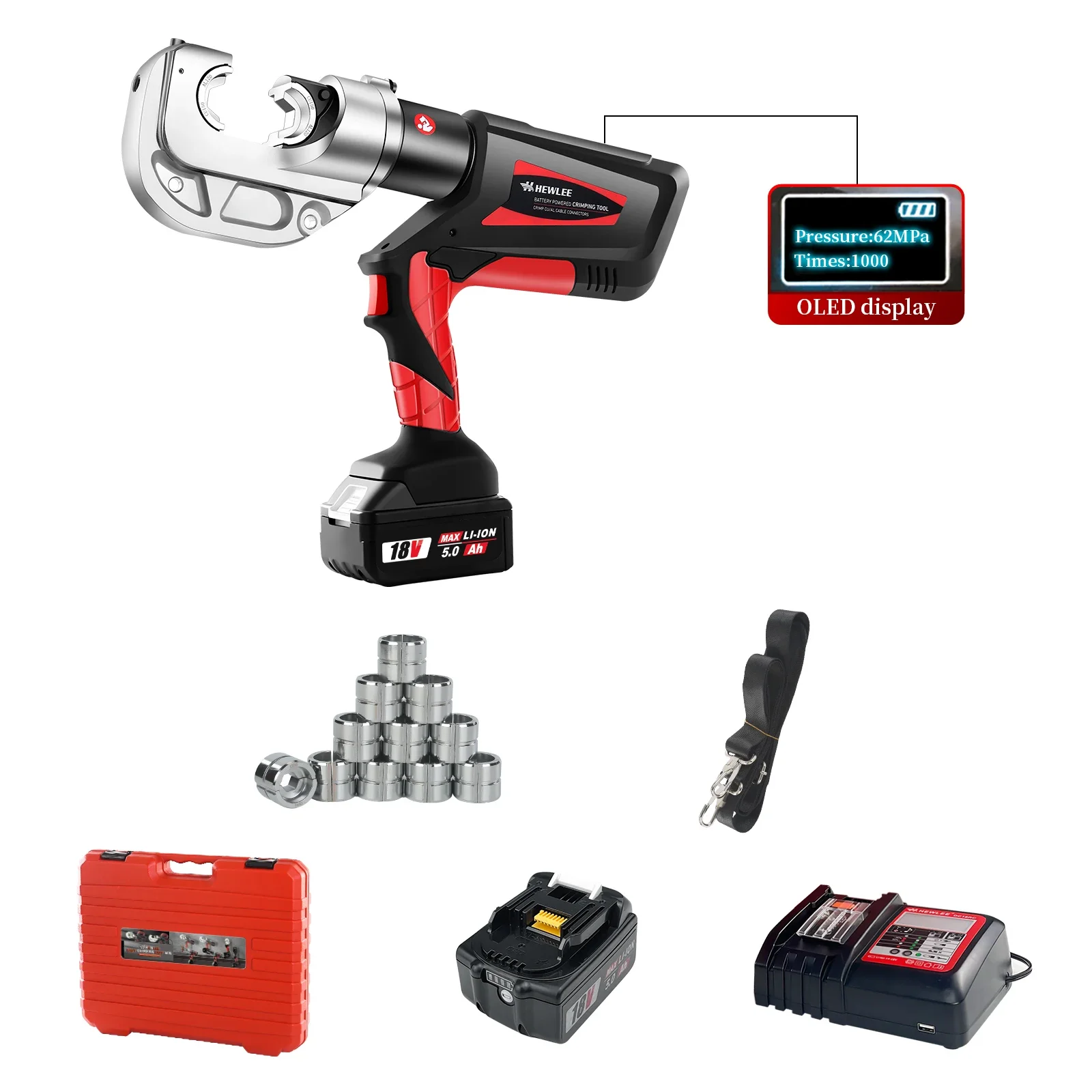 

HEWLEE HL-400B Cordless Electric Hydraulic Tool Crimping 16-400mm Cable Lug Battery Crimping Hydraulic Tool