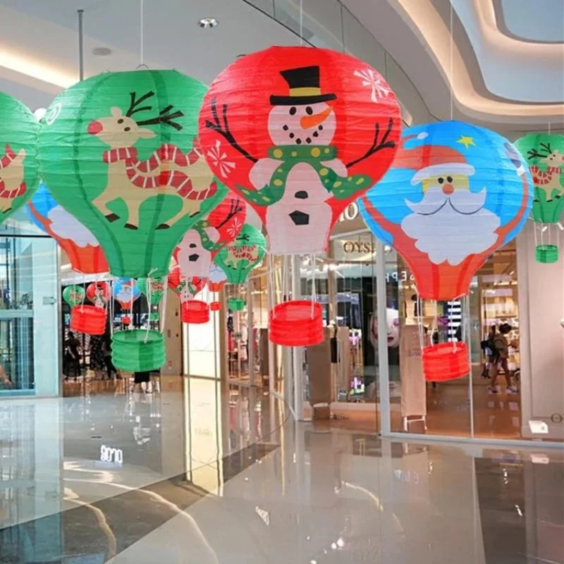 12 Inch Santa Claus Elk Hot Air Balloon Paper Lantern DIY Hanging Lampshade Christmas Ceiling Party Decorations