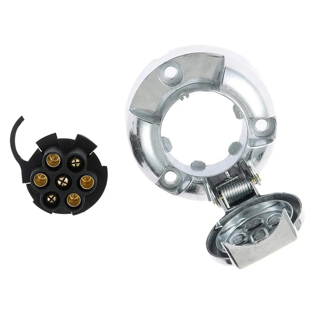NEWEST 7 Pin Trailer Socket Towbar Metal Aluminum Alloy Plug Trailer Truck Towing Electrics EU Plug TM3004C+TM3012 12V Connector