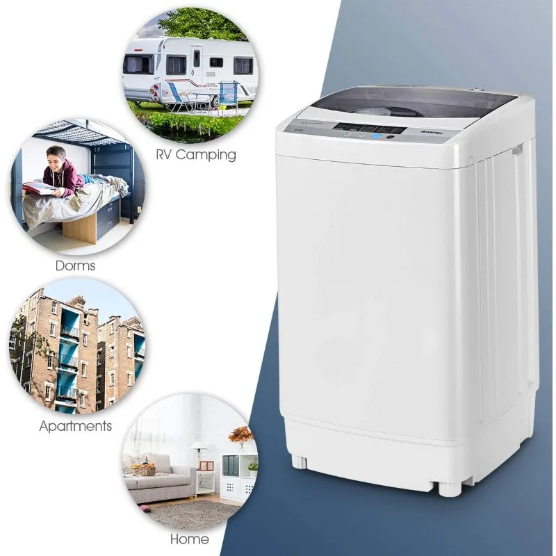 Giantex Full-Automatic Washing Machine Portable Compact 1.34 Cu.ft Laundry Washer Spin with Drain Pump