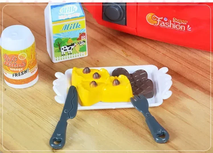 [مضحك] لعبة منزل اللعب مجموعة ألعاب المطبخ المضحكة الشيف السعيد لعبة الطبخ الغذائية ماكينة القهوة البيض كوكر مجموعة توابل الطعام