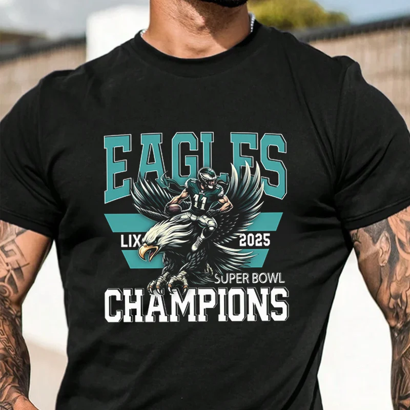 

Philadelphia Eagle Football Champions Motorcycle T-Shirt Men Hip Hop Streetwear Unisex Casual Short Sleeve Tops