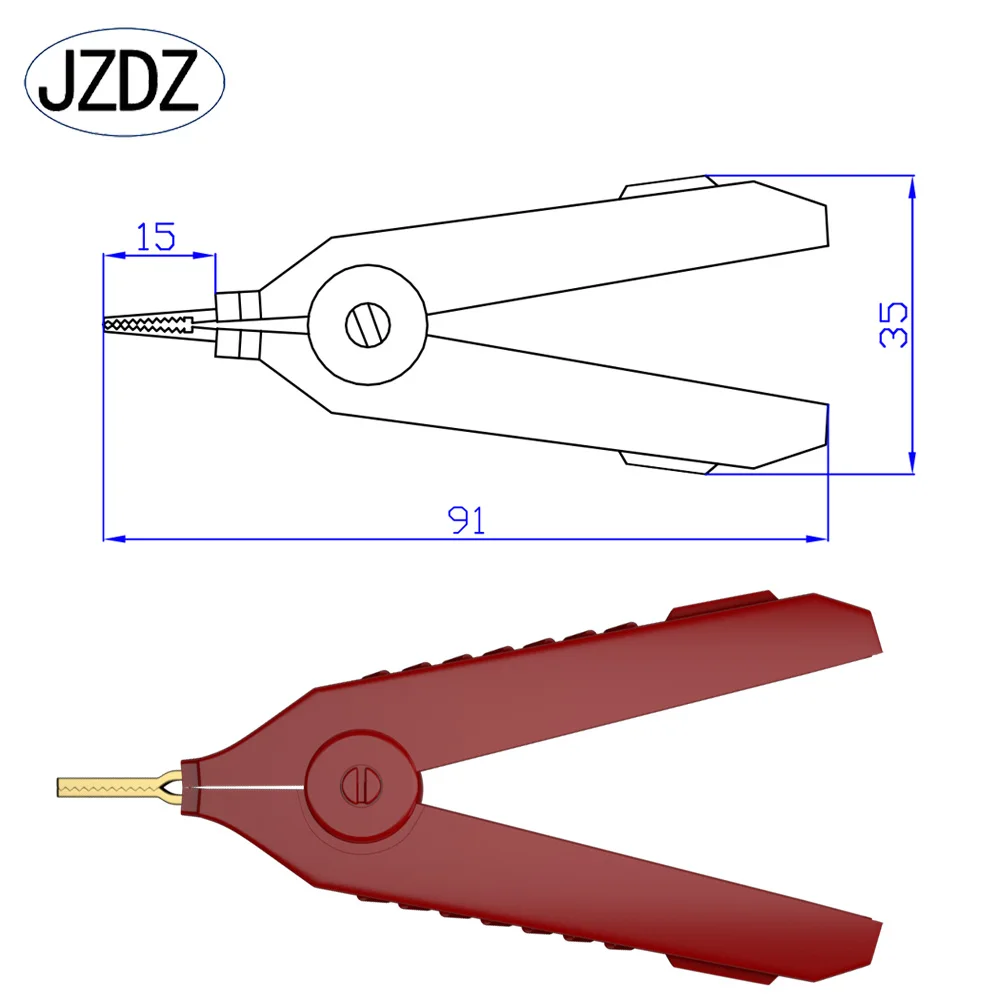 JZDZ Kelvin 91mm Alligator Clip Gold Plated Copper LCR Test Clip SMD LCR Metal Low Resistance for Precision Instrument J.60035