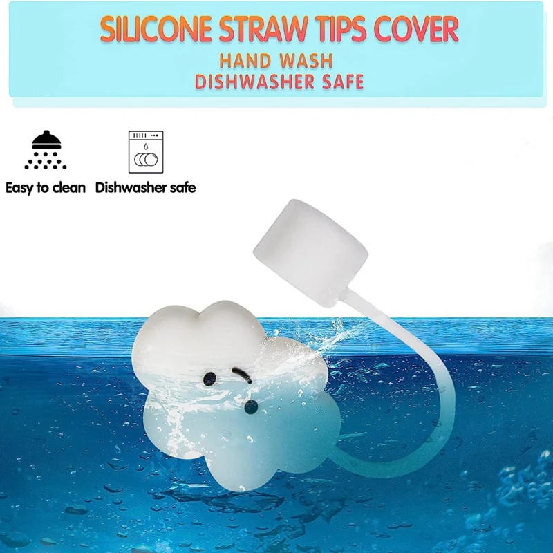 3 Piece 30&40Oz Tumbler Straw Cover 8Mm Cloud Shape Straw Covers Cap Cute Silicone Cloud Straw Covers Straw Protectors