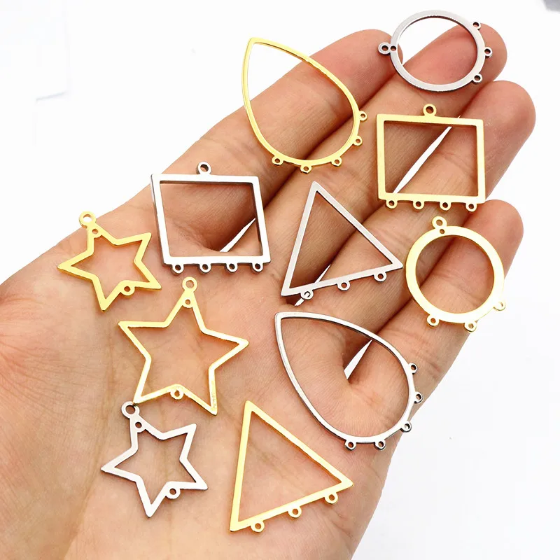 10 szt. Ze stali nierdzewnej w złotym kolorze Charms geometryczne półfabrykaty do tłoczenia DIY porowate złącze naszyjnik kolczyk akcesoria — zdjęcie 4