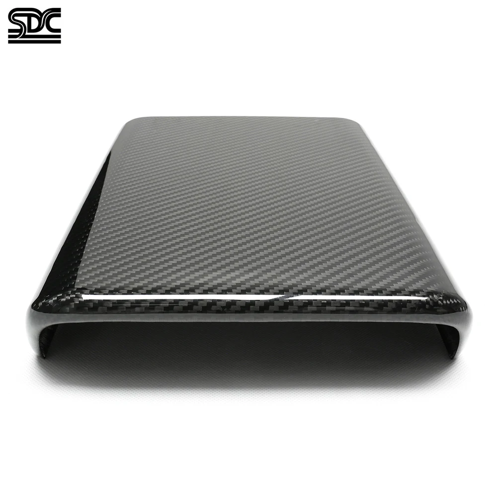 Finiture interne in vera fibra di carbonio a secco per Tesla Model Y 2025 + Model 3 2023-2025 Bracciolo Box Cover Volante Trim Portabicchieri
