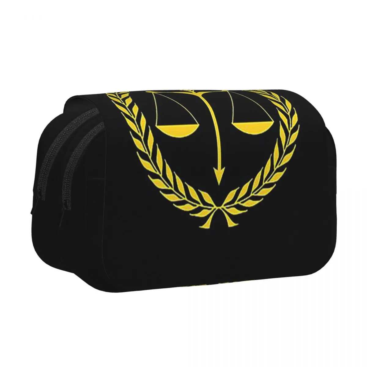 Gold Scales Of Justice Law Logo Lawyer Legal Party Pencil Cases Pen Holder Hard Shell Leather Big Capacity Pen Box Pencil