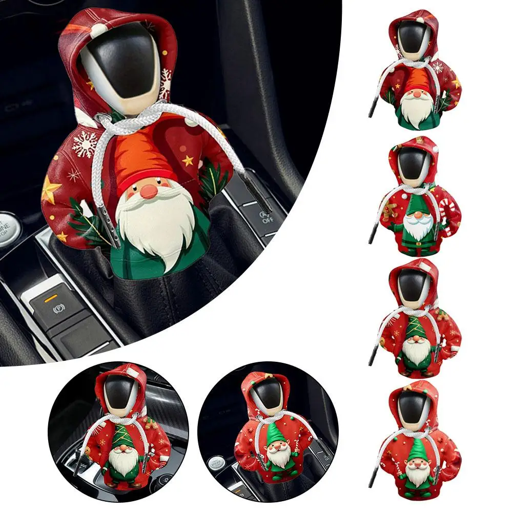 

Creative Christmas Car Gear Lever Cover Small Hoodie Santa Gear Gear Hood Claus Decoration Creative Lever Lever F4K9