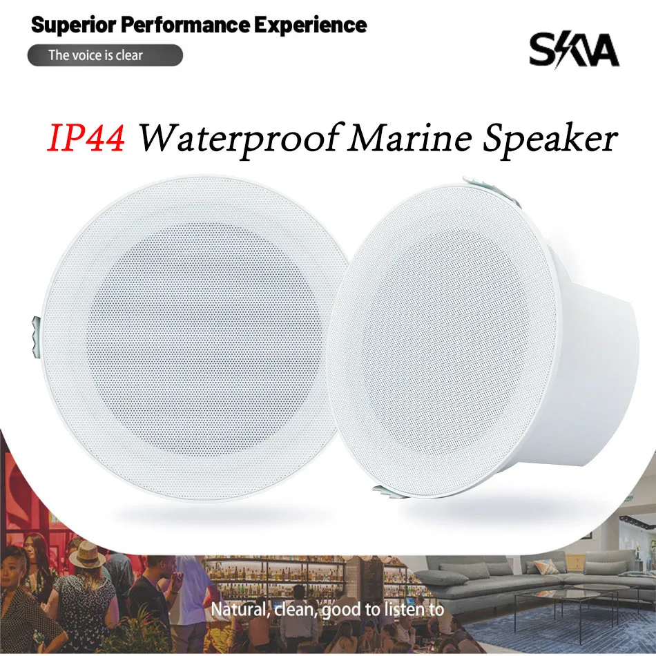 

4.5'' IP44 Waterproof Ceiling Speakers Easy Installation ABS Aluminum Mesh Material Sound Quality Protection Can Use In The Boat