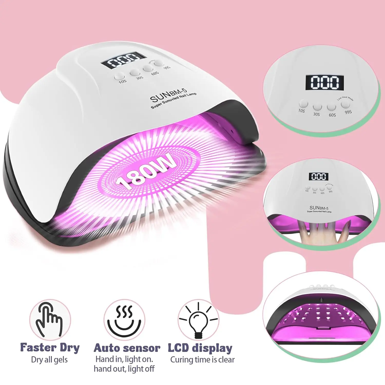 Professional Acrylic Nail Kit with UV Light, Multicolor Powder and Tools for Beginners