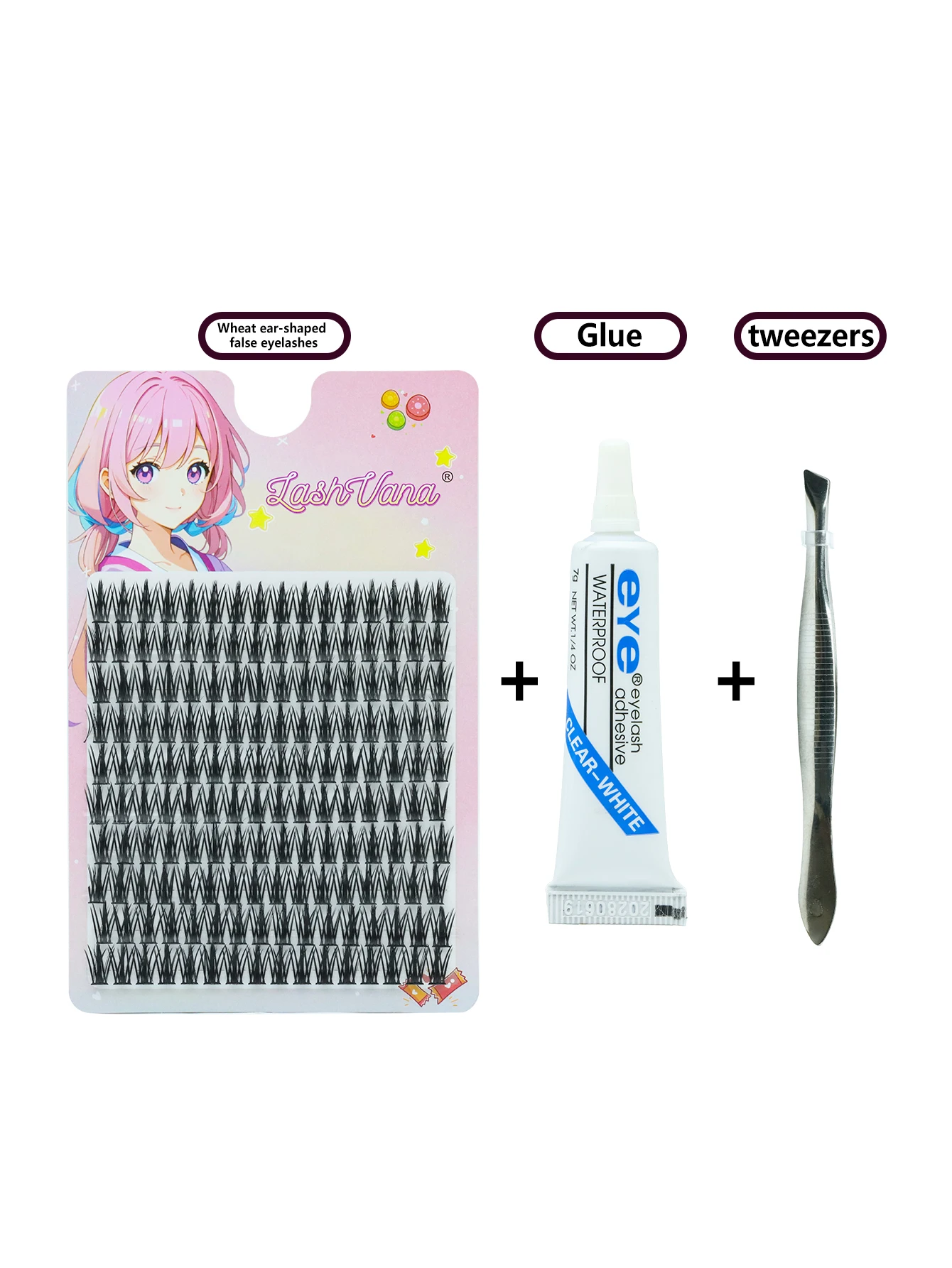 160 clusters of false eyelashes set, including eyelash glue and tweezers, a three-in-one set, high cost performance.