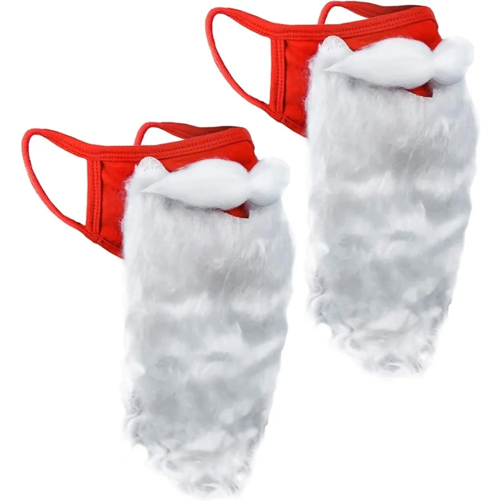 

2 Pack Face Mask Funny Bearded Holiday Santa Costume for Adults for Christmas 2025 (One size fits all)