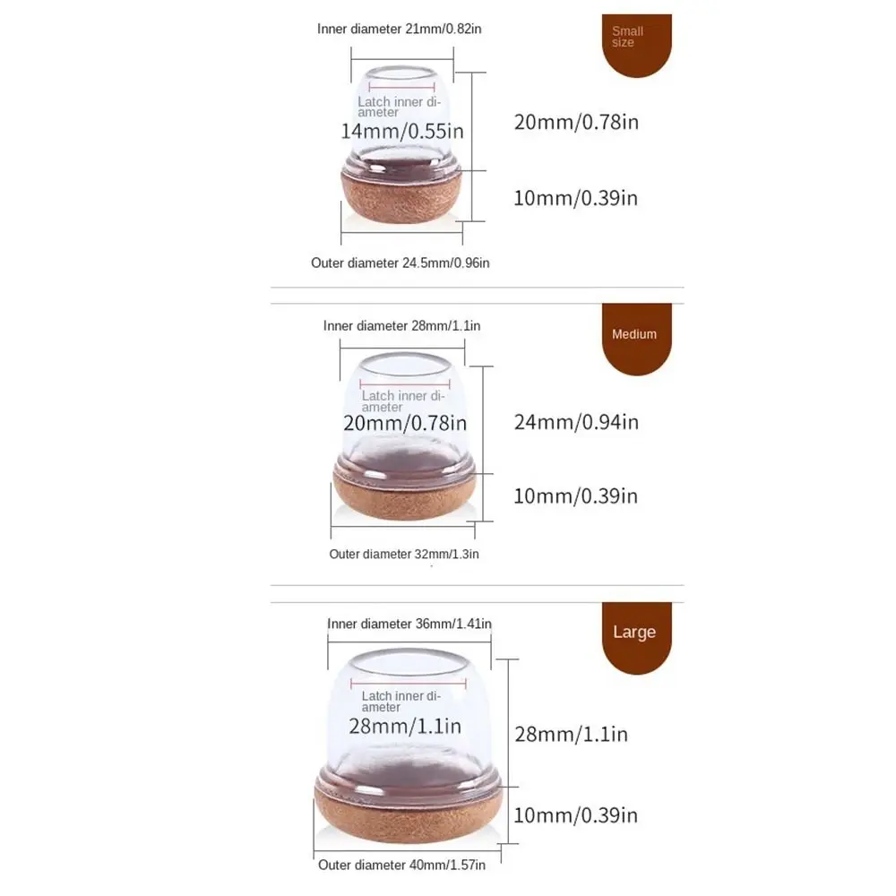 4PCS TPE Table Leg Protector Covers Floor Protectors Non-Slip Chair Foot Caps Durable Circular Furniture Protection Pads