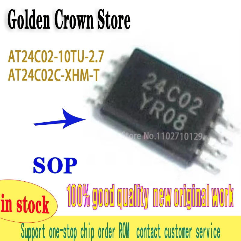 50pcs/lot  AT24C02-10TU-2.7 AT24C02 24c02 AT24C02C-XHM-T 24C02C TSSOP8  TSSOP8 2-Wire Serial EEPROM IC