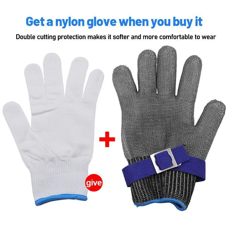 Anti-cut Gloves Metal Mesh Safety Cut Proof Stab Resistant Stainless Steel Wire Hand Protect Meat Cut-Resistant Safety Gloves