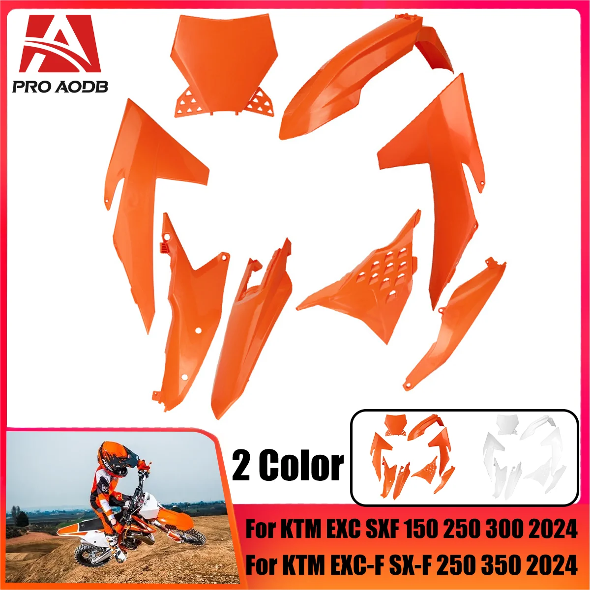 

For KTM SX SX-F XC XC-F 125 250 300 350 450 2024 Motorcycle Plastic Kit Set Fender Mudguard Side Cover Panels Number Plate