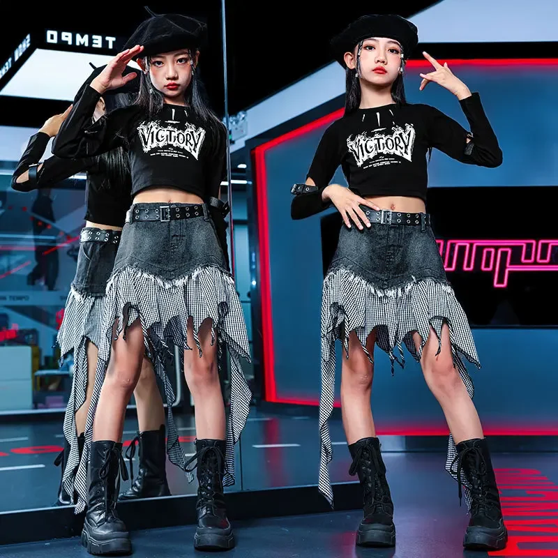 Костюм в стиле хип-хоп для девочек, костюмы для джазовых танцев, костюм для девочек от 8 до 14 лет, костюмы болельщиков