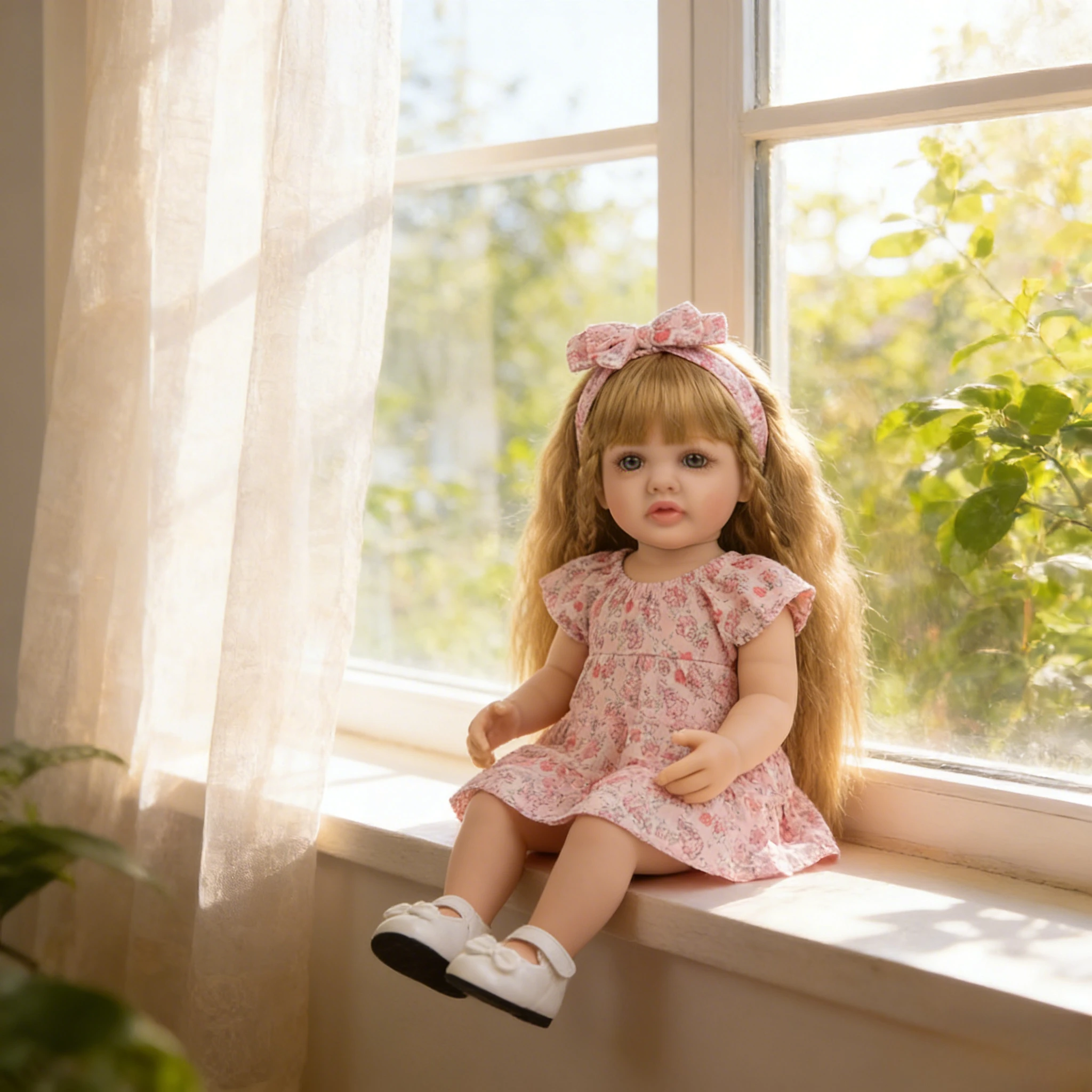 

55cm Full Body Betty Reborn Doll, Vinyl Lifelike Girl Doll with Light Brown Curly Hair,3D Skin with Visible Veins,Gifts for Kids