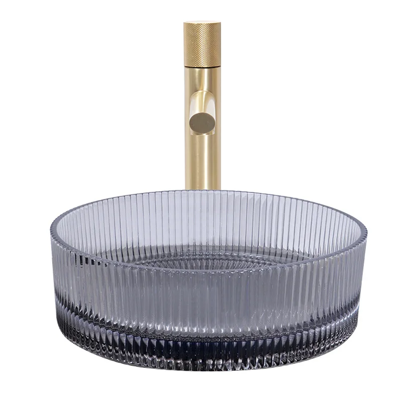 

Round glass washbasin, bathroom counter basin, glass washbasin