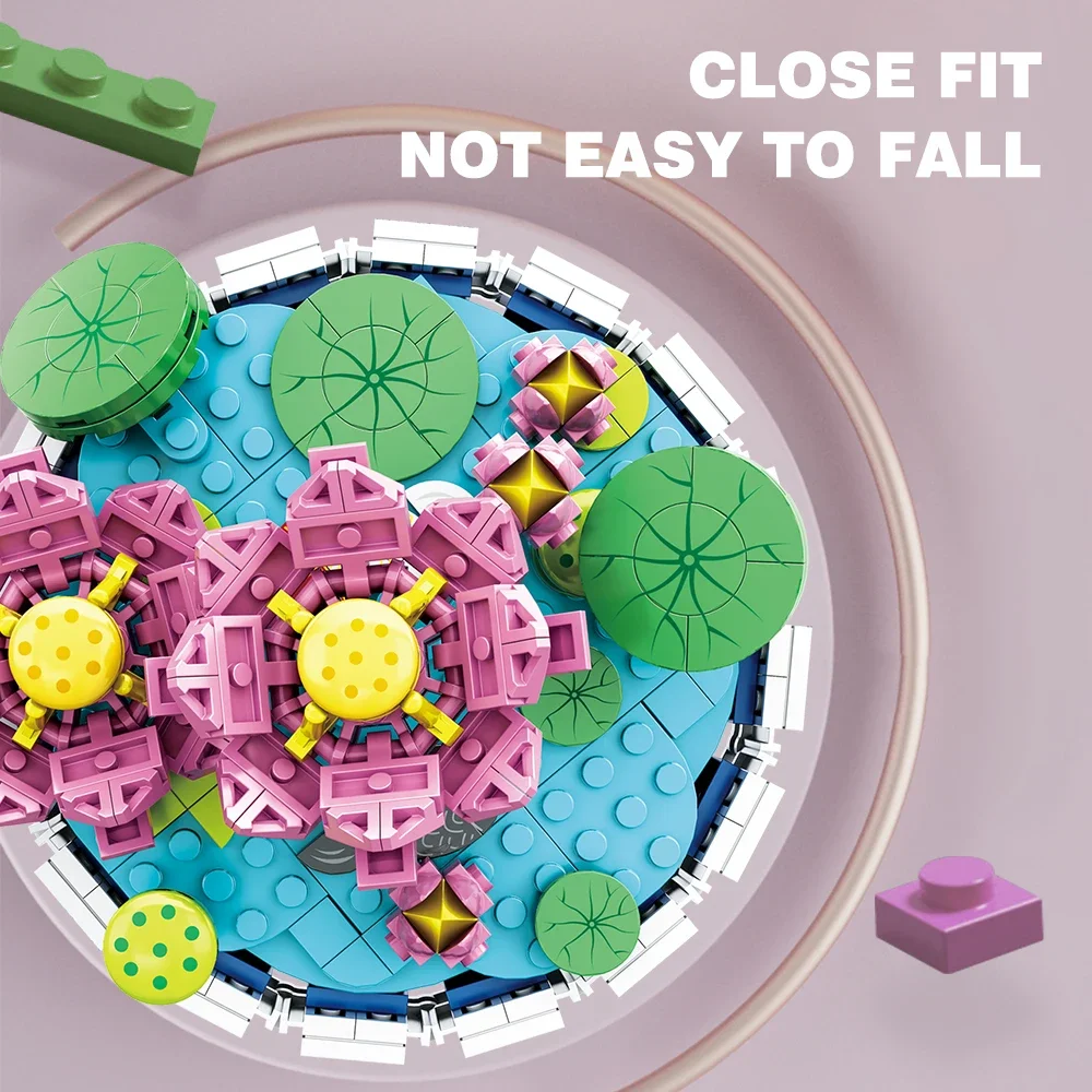 Kleine Ziegel Blume Baum Baustein Kit DIY Home Dekoration Topfpflanze Blume Botanische Bau Spielzeug Mädchen Geschenk