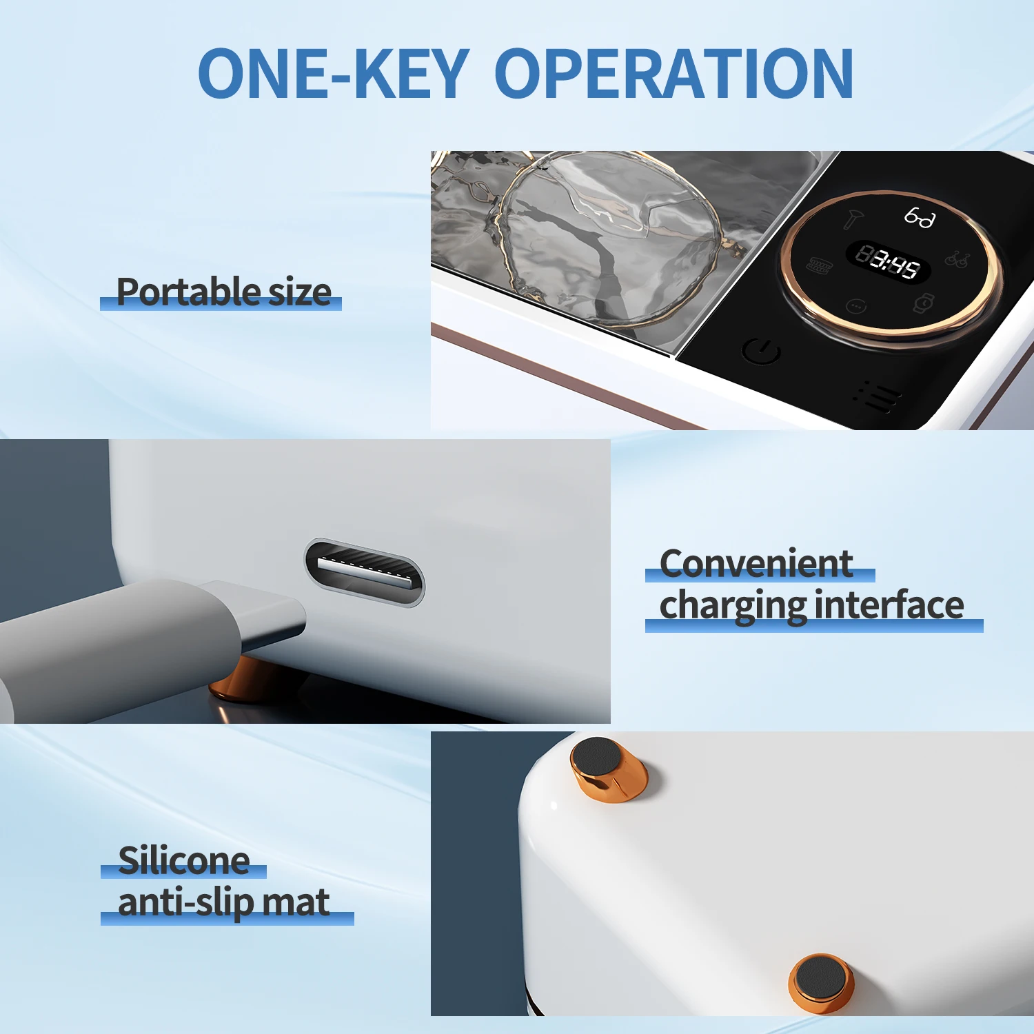 Portable Sonic Technology Toothbrush Cleaner 360° Deep Cleaning Ultrasonic Jewelry Cosmetics Brush Cleaning Machine 55KHZ