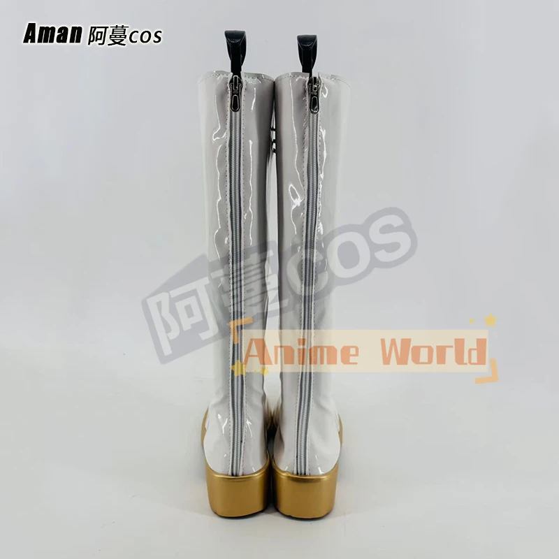 Anime KPop Demon Hunters Rumi Zoey Mira Costume Cosplay Scarpe Stivali bianchi fatti a mano in ecopelle Stivali di alta qualità