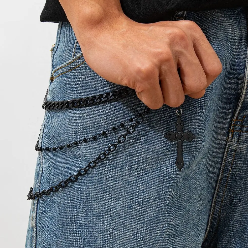 

Personality Tassel Cross Waist Chain Zinc Alloy Gothic Tassel Jeans Chain Harajuku Hip Hop Pants Chain Steet