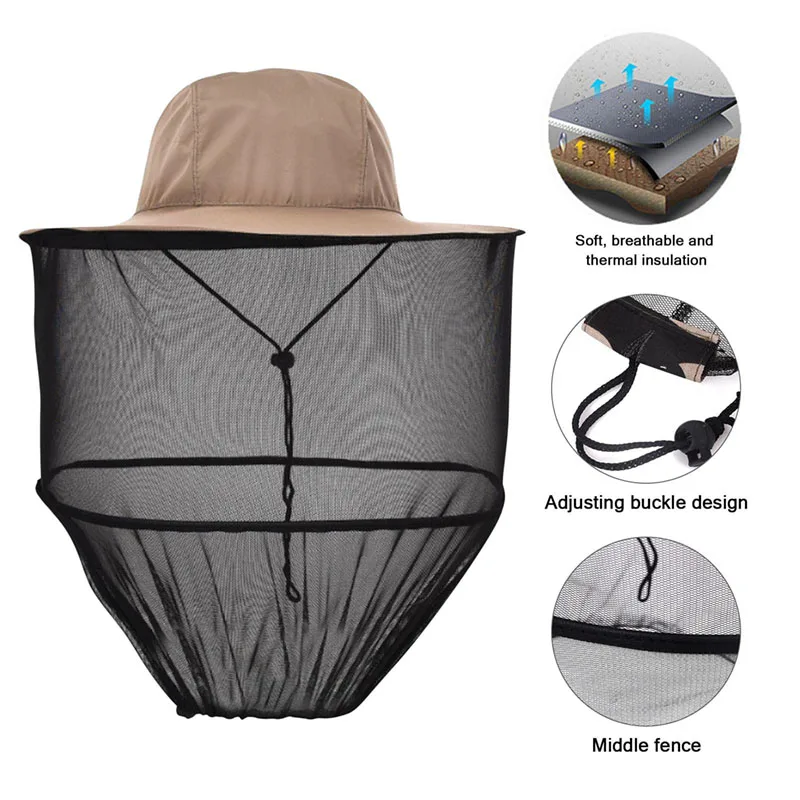 

Camouflage Male Fishing Hat Anti-bee Insect Anti-mosquito Net Anti-insect Hat Mesh Fishing Hat Outdoor Hat With Sun Cover