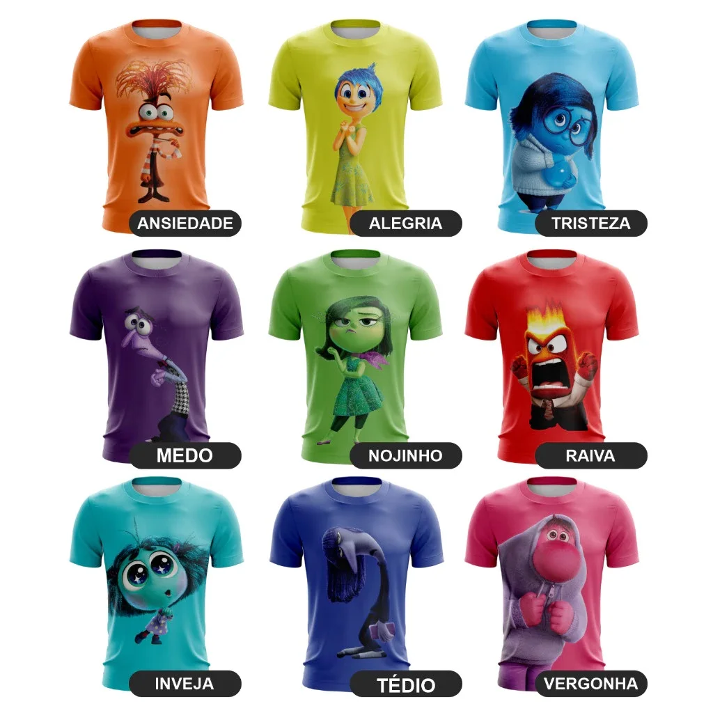 

Potdemiel Pixar Inside Out Colorful Emotions All Characters 3D Printed Boys Girls T-Shirts Family Summer Quick-drying Stylish