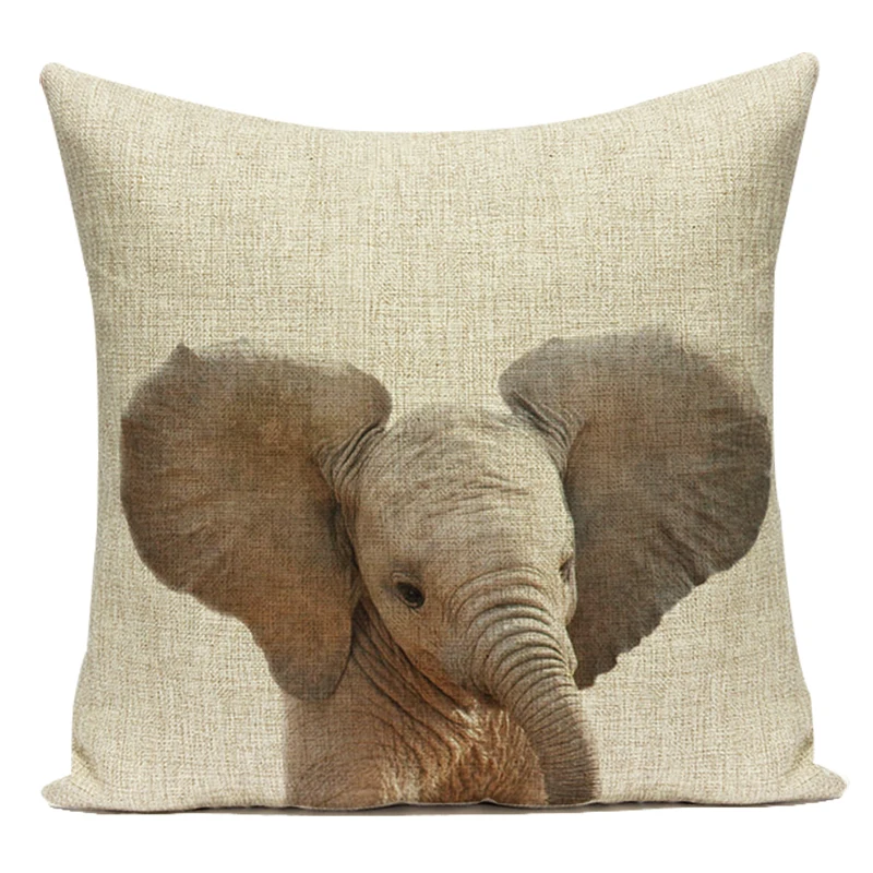 Modern Fashion Lovely Animals Cushion Cover Leopard Rabbit Hedgehog Print Sofa Chair Throw Pillow Case Home Decor Accessory