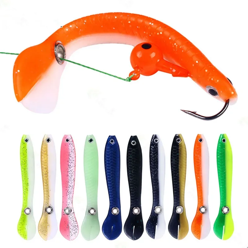 1/2Pcs Soft Fishing Bait 10cm 6g Wobble Tail Lure Silicone Small Loach  Artificial s For Bass Pike