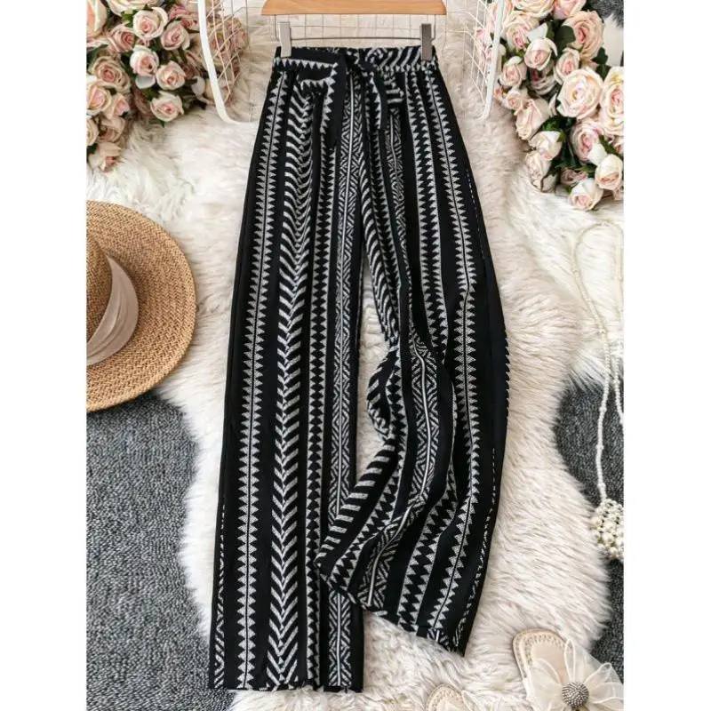 

Casual Vaion Pants with Belt Floral Print Wide Leg Comfortable Spring Autumn Men's ort Pants Retro Sle Ciwalk