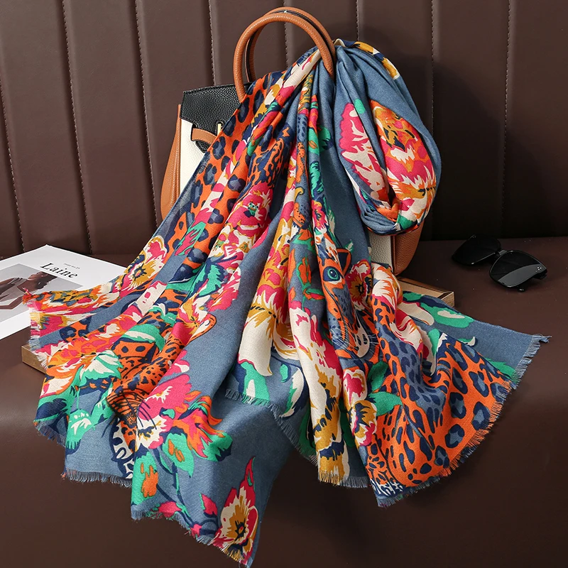 Design Print Beach Stoles Scarf for Women Luxury Cotton Linen Shawl Wrap Femal Headscarf Bandana Autumn Pashimina Bufanda Poncho