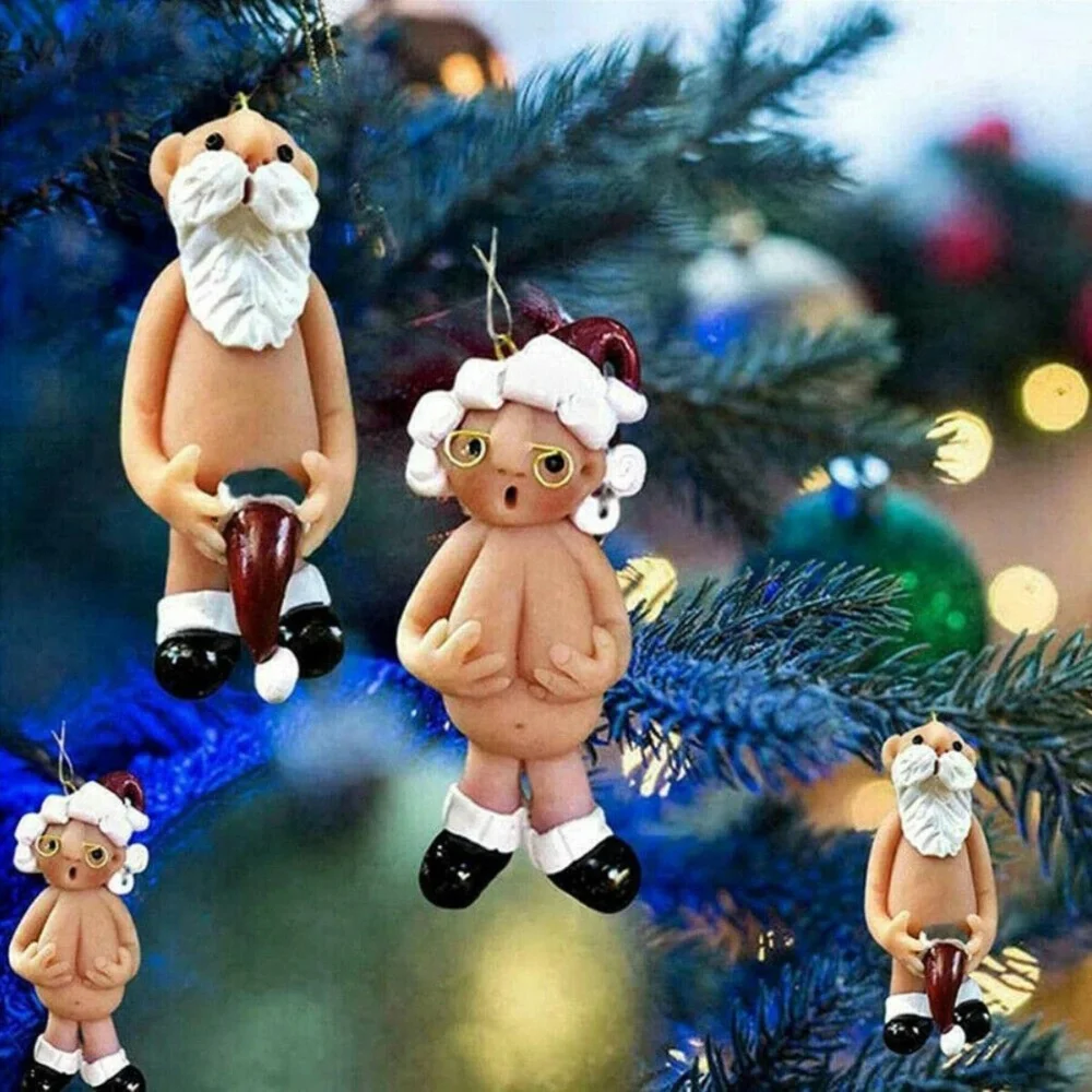 2024New Naughty Santa Ornaments Home Decoration Party Supplies New Christmas Resin Doll Ornaments Naked Santa Supplies