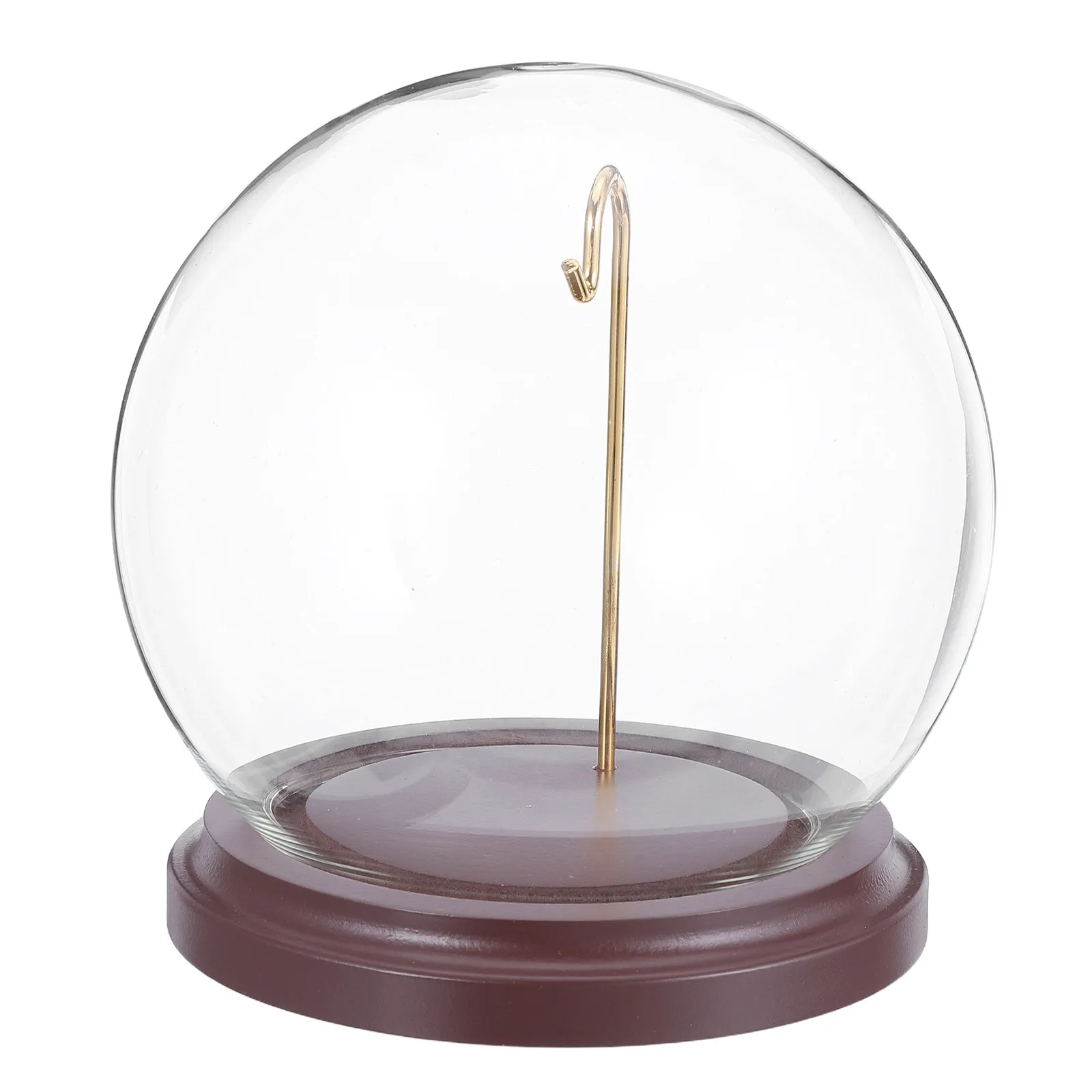 Pocket Watch Display Dome Clear Glass Cloche Wooden Stand Hanging Hooks Vertical Display Case Dust Protection for Pocket Watches view 3