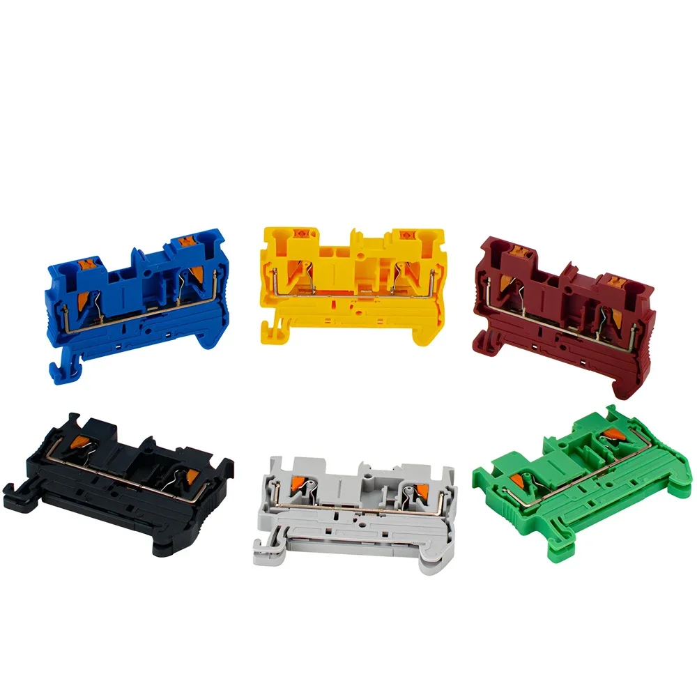 10pcs Din Rail Terminal Block PT-2.5 Push In Terminal Connector Spring Screwless Electrical Wire Conductor PT2.5 Wire Connector