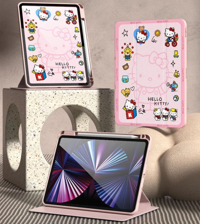 سانريو هالو كيتي لجهاز iPad حافظة آيباد كيس فوندا آيباد A16 برو 10th 11th Gen حافظة تابلت Air 4 5 6 Mini 6 7 حامل غطاء حماية