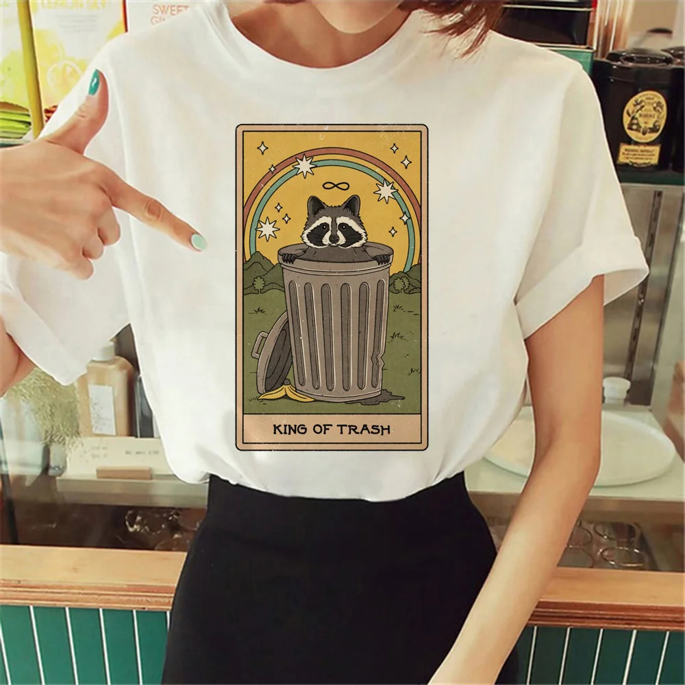 Racoon t-shirts women streetwear funny harajuku t shirt female comic 2000s manga clothes